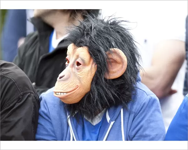 Rangers Fan in Monkey Mask Celebrates Victory: Brechin City vs Rangers, Ramsdens Cup First Round (2-1)