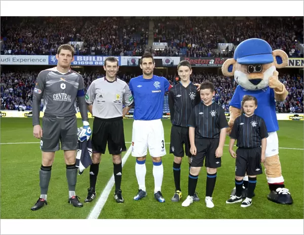 Rangers Triumphant 3-0 Victory Over Falkirk in the Scottish League Cup: Captains and Mascots Celebrate at Ibrox Stadium