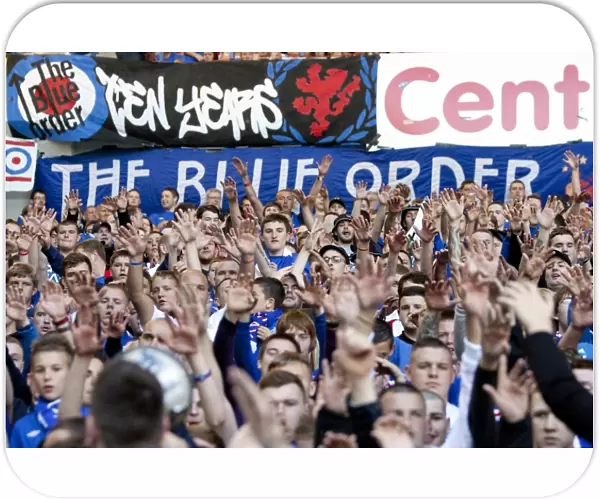 Rangers Football Club: Blue Order Fans Triumphant Celebration in Ibrox Stadium after 5-1 Win over Elgin City