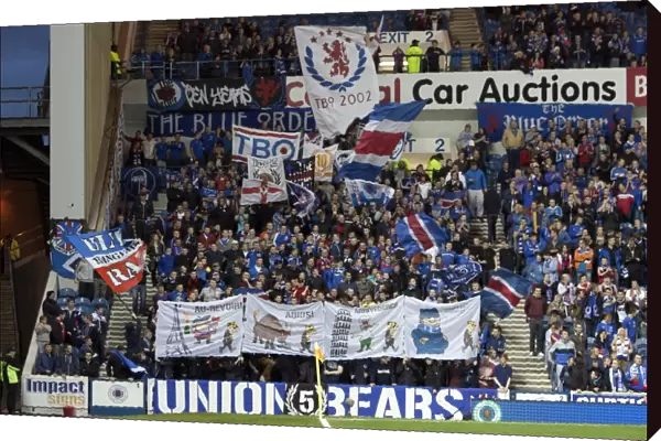Triumphant Rangers: A Sea of Fans, Banners, and Flags at Ibrox Stadium - Rangers 2-0 Motherwell