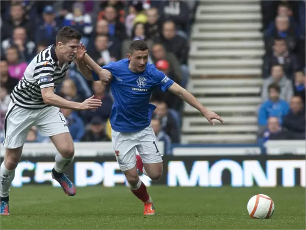 Fraser Aird Scores the First Goal Against Paul Gallagher in Rangers 2-0 Victory over Queens Park at Ibrox Stadium