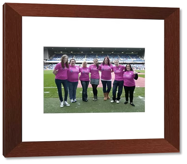 Rangers Football Club: Ibrox Stadium - Supporting PINK Charity Foundation: Rangers 2-0 Queens Park - Flag Bearers in Pink Shirts