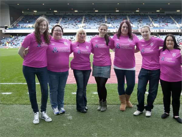 Rangers Football Club: Ibrox Stadium - Supporting PINK Charity Foundation: Rangers 2-0 Queens Park - Flag Bearers in Pink Shirts