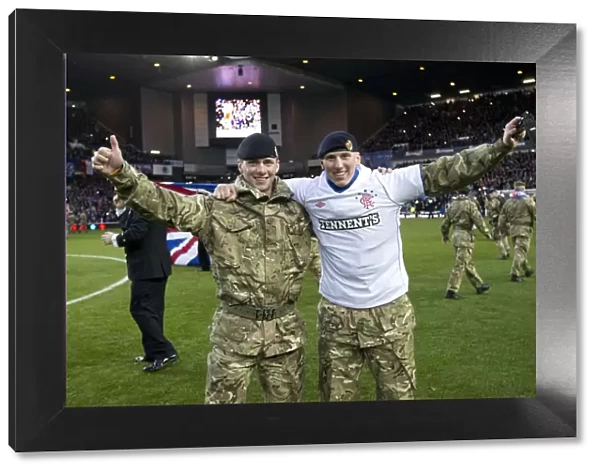 400 Military Personnel Honor Rangers Football Club at Ibrox Stadium during Remembrance Day (Scottish Third Division: Rangers 2-0 Peterhead)