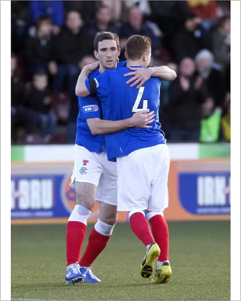 Rangers Lee Wallace and Lewis Macleod: A Celebratory Moment in Rangers 6-2 Victory over East Stirlingshire