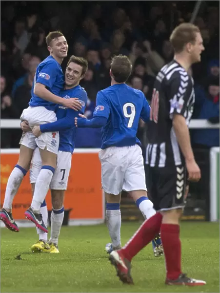 Rangers Macleod and Little: Jubilant Celebration After Macleod's Goal in Rangers 6-2 Irn-Bru Scottish Third Division Victory Over Elgin City