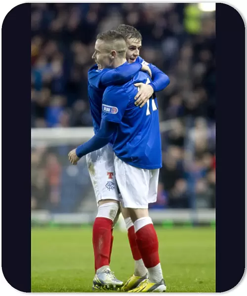 Rangers David Templeton and Barrie McKay: Celebrating Goals in Rangers 3-0 Victory over Clyde at Ibrox Stadium