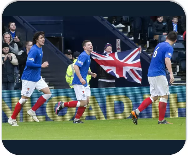 Rangers Fraser Aird Celebrates Winning Goal Against Queens Park in Scottish Third Division at Hampden Park