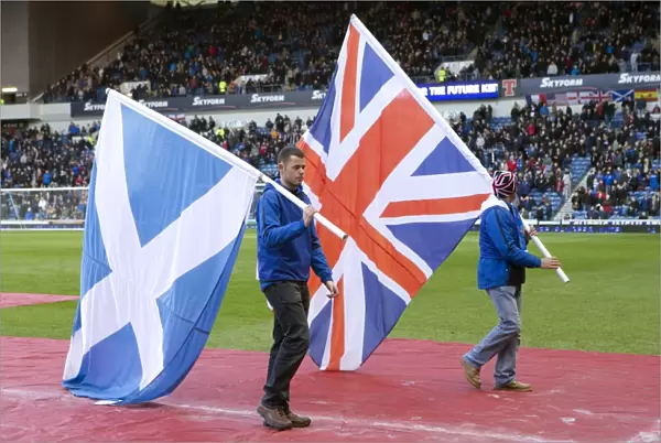 Rangers Football Club: Flag Bearers Celebrate Glory at Ibrox Stadium after Thrilling 4-2 Victory over Berwick Rangers