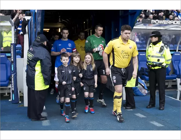 Lee Wallace and Rangers Mascots Kick-Off Scottish Third Division Match at Ibrox Stadium: Rangers vs Montrose (1-1)