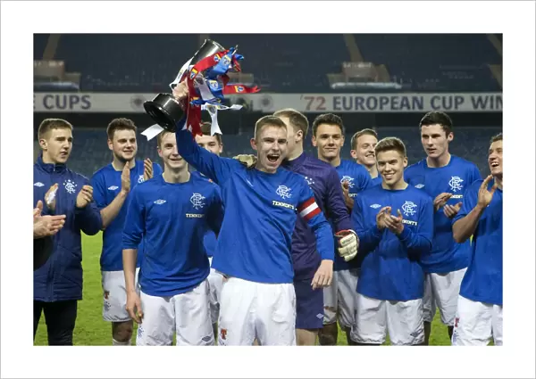 Rangers Reserves: Andy Mitchell Lifts the SFL Reserve League Trophy after Securing Victory over Queens Park Reserves (2-0)