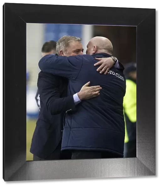 Ally McCoist and David Jeffrey: A Warm Embrace of Victory at Ibrox Stadium (2-0) - Rangers vs Linfield