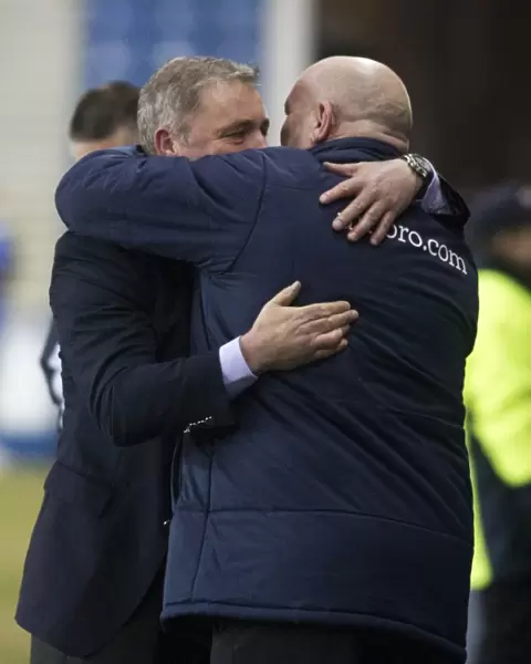 Ally McCoist and David Jeffrey: A Warm Embrace of Victory at Ibrox Stadium (2-0) - Rangers vs Linfield
