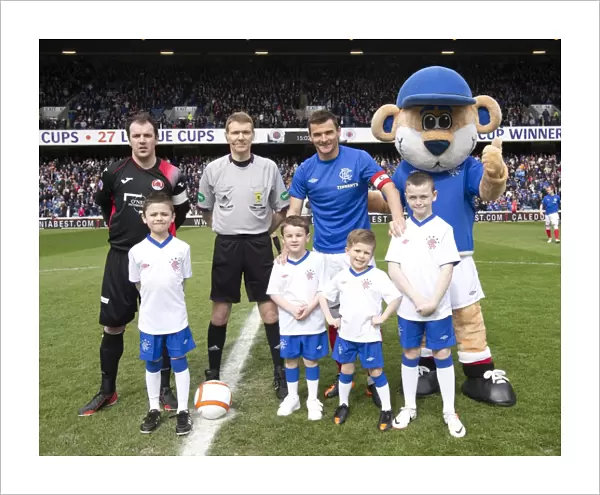 Rangers Football Club: Lee McCulloch Lifts the Trophy - 2-0 Victory over Clyde at Ibrox Stadium with Mascots