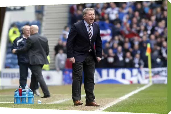Ally McCoist Spurs On Rangers to a 2-0 Lead Against Clyde in Scottish Third Division Soccer at Ibrox Stadium