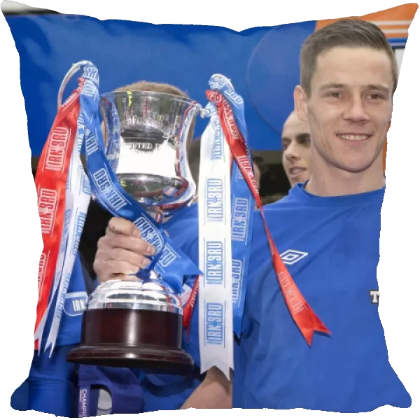Rangers Football Club: Ian Black Celebrates Promotion to Third Division with Irn Bru Trophy Lift at Ibrox Stadium