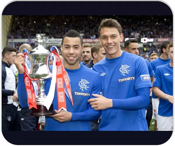 Rangers Football Club: Celebrating Third Division Victory with Kane Hemmings and Kal Naismith at Ibrox Stadium - Irn-Bru Trophy Triumph