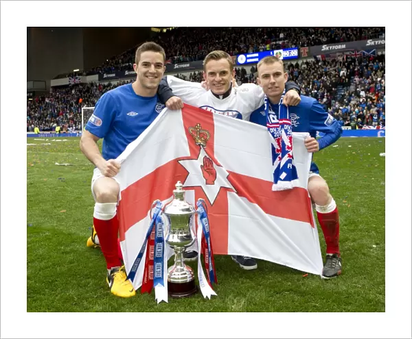 Rangers Football Club: Triumphant Three - Andy Little, Dean Shiels, and Andy Mitchell with the Third Division Trophy
