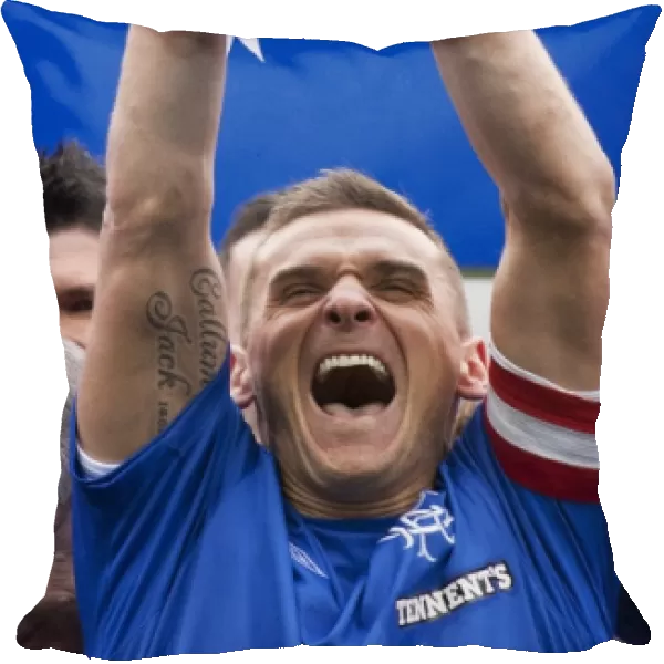 Rangers Football Club: Lee McCulloch's Triumphant Irn Bru Trophy Lift at Ibrox Stadium - Promotion to Third Division