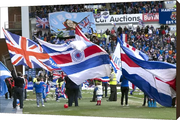 Rangers Flag Bearers: Celebrating Victory at Ibrox Stadium - Rangers 1-0 Berwick Rangers