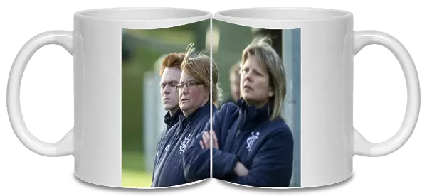 Assistant Manager Gillian Campbell Observes Rangers Ladies vs Hibernian Ladies in Scottish Women's Premier League Soccer Match