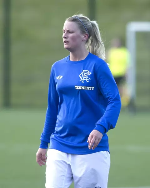 Intense Battle: Jill Paterson of Rangers vs Hibernian Ladies - Scottish Women's Premier League Soccer Match