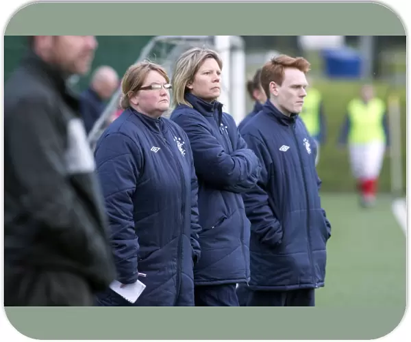 Focused Coaches Hind and Campbell: Rangers Ladies vs Hibernian Ladies in the Scottish Women's Premier League
