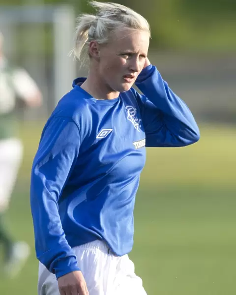 Intense Battle: Natalie Ross of Rangers vs. Hibernian Ladies - Scottish Women's Premier League Soccer Match