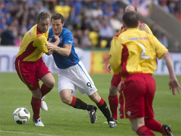 Rangers Jon Daly Fights for Ball in Overpowering 4-0 Ramsdens Cup Victory at Almondvale Stadium