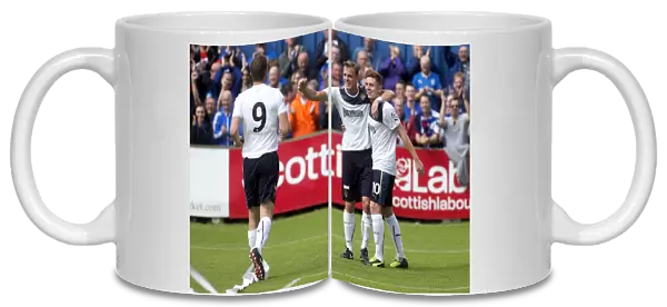 Rangers Lewis Macleod and Dean Shiels: Celebrating Goals in Scottish League One (3-0) vs Stranraer