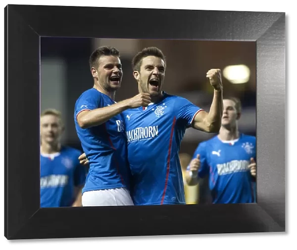 Rangers FC: Andy Little and Sebastien Faure's Exuberant Goal Celebration (2-0 vs Berwick Rangers) at Ibrox Stadium