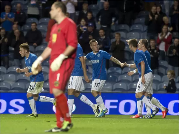 Rangers FC: 17-Year-Old Barrie McKay Scores and Celebrates with Team Mates in Ramsden Cup Round Two at Ibrox Stadium (2-0 vs Berwick Rangers)