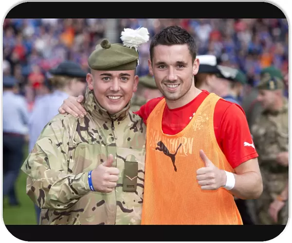 Rangers Football Club: Honoring Heroes - Nicky Clark Salutes Armed Forces Members at Ibrox during 8-0 Victory over Stenhousemuir