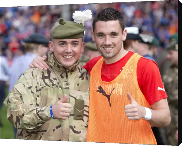 Rangers Football Club: Honoring Heroes - Nicky Clark Salutes Armed Forces Members at Ibrox during 8-0 Victory over Stenhousemuir