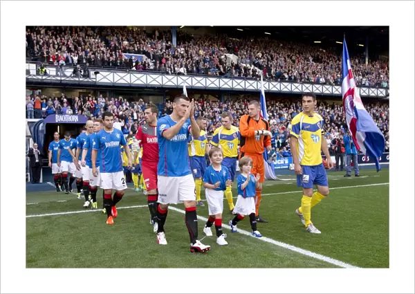 Rangers Football Club: Lee McCulloch and Mascots Celebrate Historic 8-0 Victory over Stenhousemuir at Ibrox Stadium