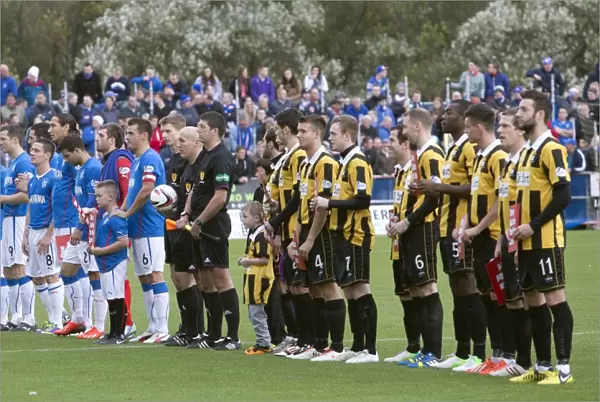Rangers and East Fife Players Align Before Kick-Off at Bayview Stadium (4-0)
