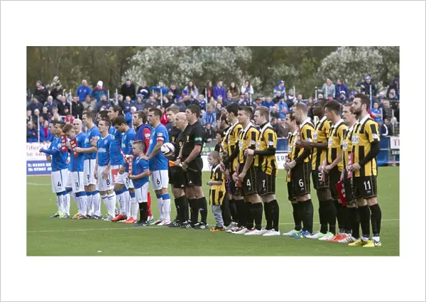 Rangers and East Fife Players Align Before Kick-Off at Bayview Stadium (4-0)