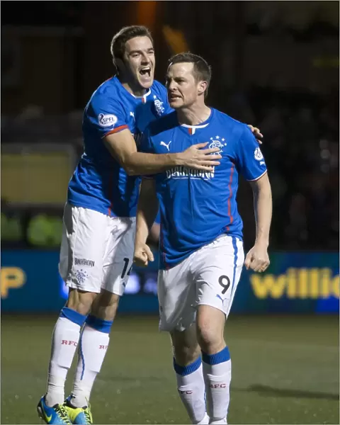 Rangers Jon Daly: Celebrating the Winning Goal in the Ramsden Cup Semi-Final Against Stenhousemuir at Ochilview Park