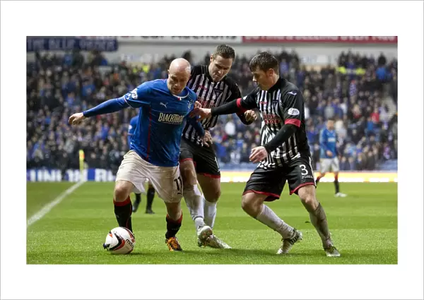 Rangers Nicky Law Guards the Ball at Ibrox: Championship Clash against Dunfermline Athletic (Scottish Cup Triumph, 2003)