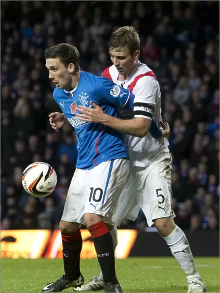 Rangers vs Airdrieonians: Nicky Clark Defends Against Darren McCormack at Ibrox Stadium - Scottish Cup Clash