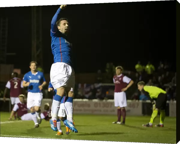 Rangers Nicky Clark Rejoices in Scottish League One Goal Against Arbroath