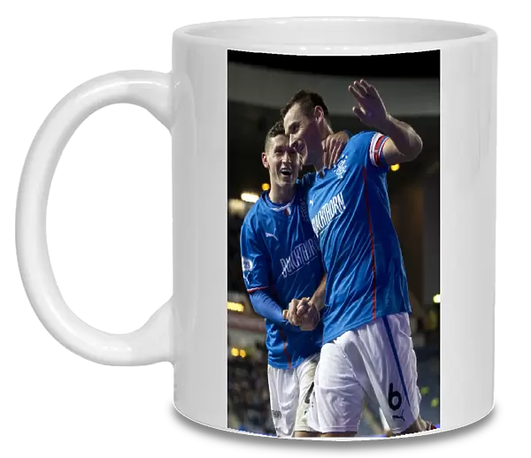 Rangers Football Club: McCulloch and Aird's Euphoric Moment as They Celebrate Goal at Ibrox Stadium (Scottish League One: Rangers vs Forfar Athletic)