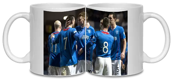 Rangers FC: Nicky Clark's Hat-Trick Celebration with Team Mates in Scottish League One at Ibrox Stadium