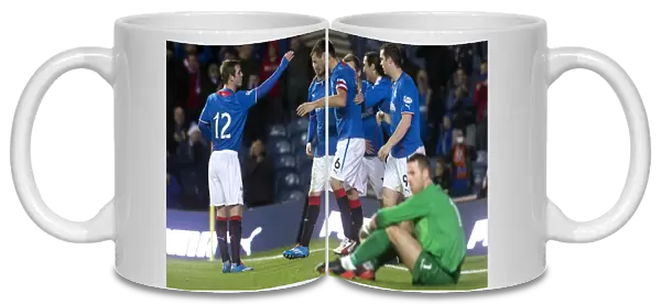 Rangers Football Club: Bilel Mohsni's Scottish Cup-Winning Goal Celebration with Team Mates at Ibrox Stadium (2003)