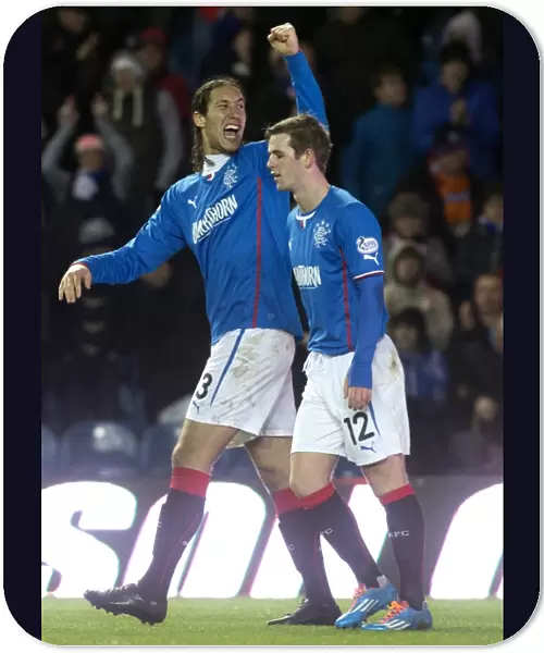 Rangers: Mohsni and Templeton Celebrate Euphoric Goal at Ibrox Stadium, Scottish League One