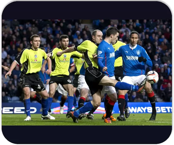 Rangers Nicky Clark Protects the Ball from Stranraer's Jamie Longworth at Ibrox Stadium - Scottish League One