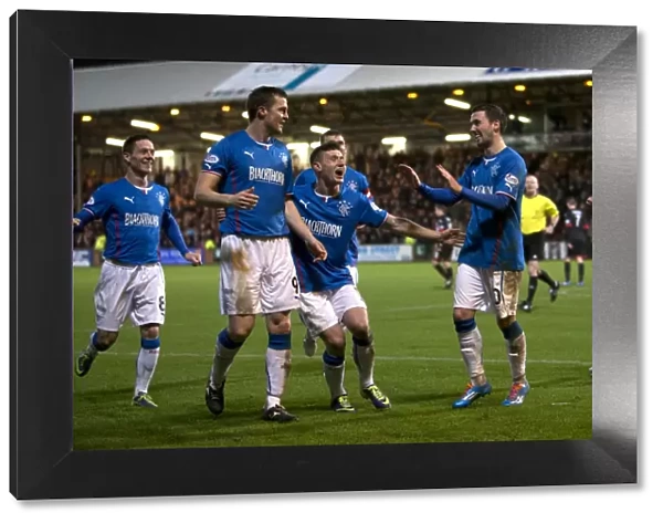 Rangers: Clark and Daly Celebrate Goal Against Dunfermline in Scottish League One