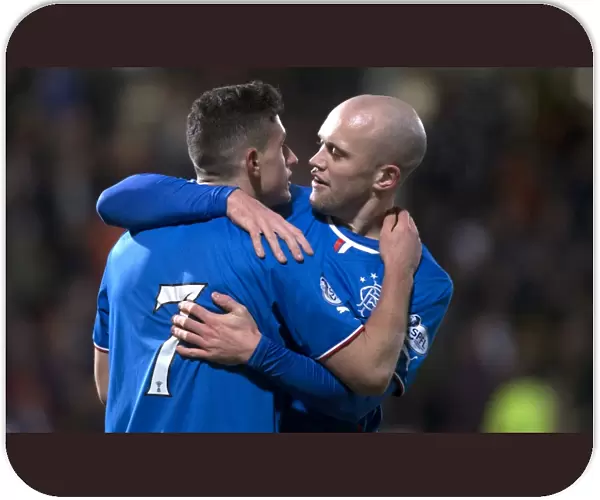 Rangers Aird and Law: Jubilant Celebration of Their Goal in Scottish League One