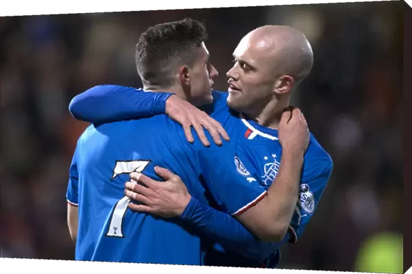 Rangers Aird and Law: Jubilant Celebration of Their Goal in Scottish League One