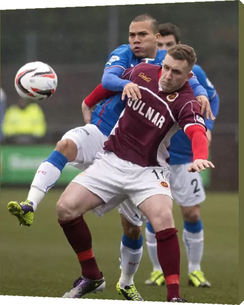 Rangers Peralta and McKinlay Clash in Scottish League One Match, 2014